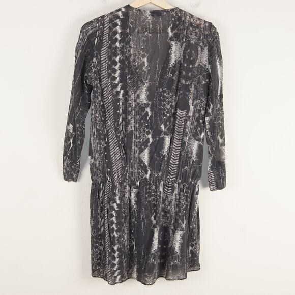 IRO Akley Silk Faux Wrap Snake Print Argent Black White Mini Dress Sz 40 / US S - Picture 2 of 10